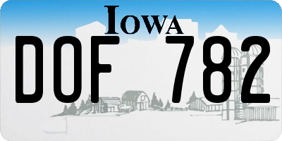 IA license plate DOF782