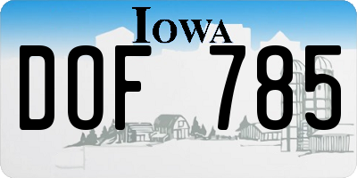 IA license plate DOF785