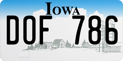 IA license plate DOF786