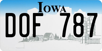 IA license plate DOF787
