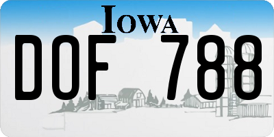 IA license plate DOF788