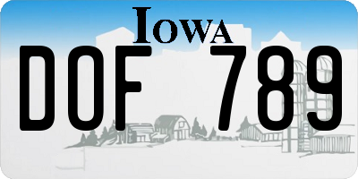 IA license plate DOF789