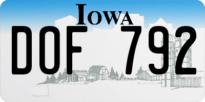 IA license plate DOF792