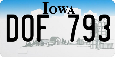 IA license plate DOF793