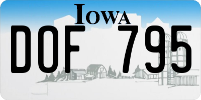 IA license plate DOF795
