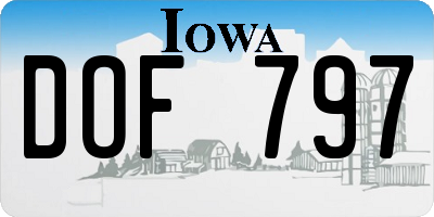 IA license plate DOF797