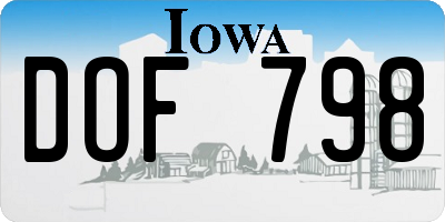 IA license plate DOF798
