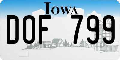 IA license plate DOF799