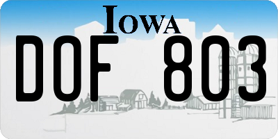 IA license plate DOF803