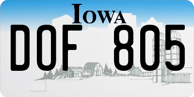 IA license plate DOF805