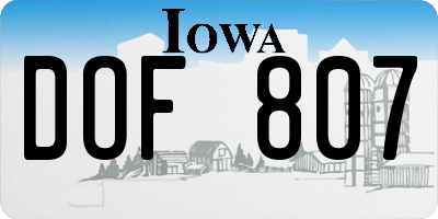 IA license plate DOF807