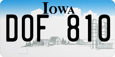 IA license plate DOF810
