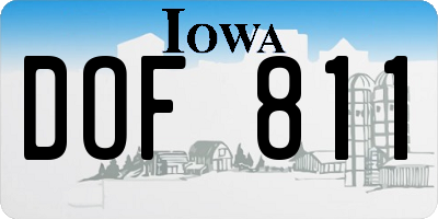 IA license plate DOF811