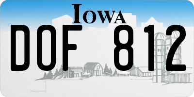 IA license plate DOF812