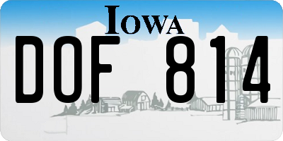 IA license plate DOF814