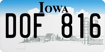 IA license plate DOF816