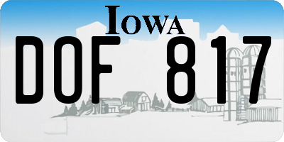 IA license plate DOF817