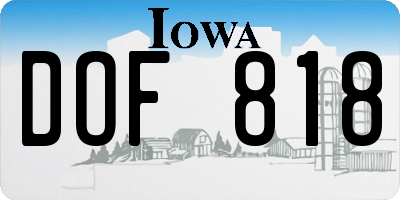 IA license plate DOF818