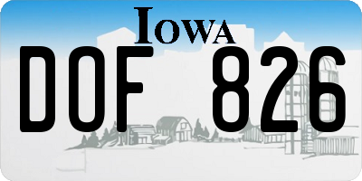 IA license plate DOF826