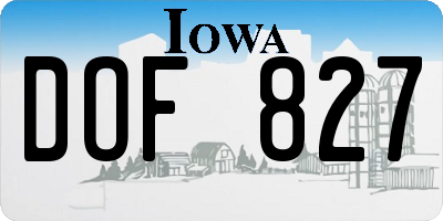 IA license plate DOF827