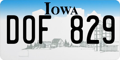 IA license plate DOF829