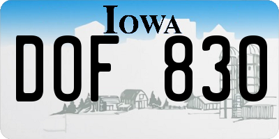 IA license plate DOF830