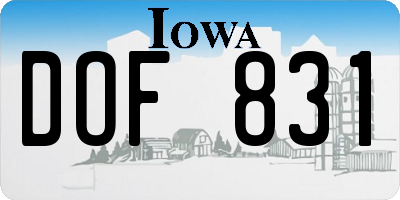 IA license plate DOF831
