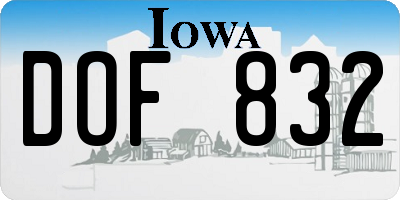IA license plate DOF832