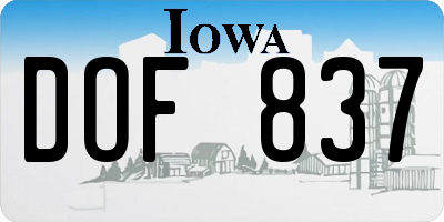IA license plate DOF837