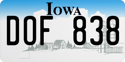 IA license plate DOF838