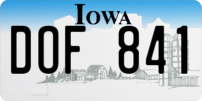 IA license plate DOF841