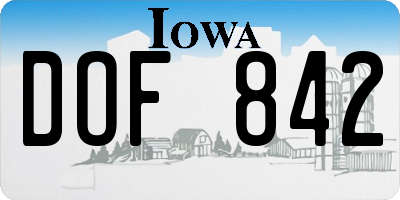 IA license plate DOF842