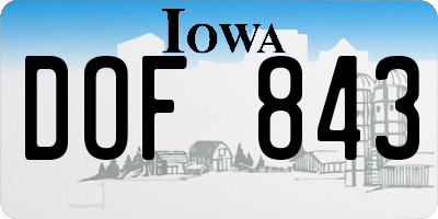 IA license plate DOF843