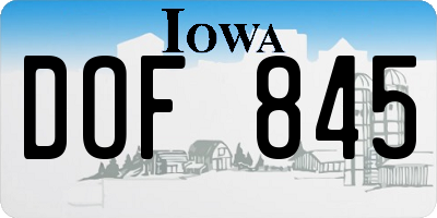 IA license plate DOF845
