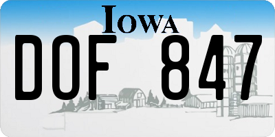 IA license plate DOF847