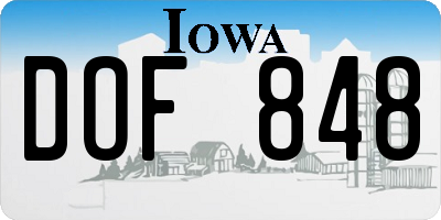 IA license plate DOF848