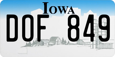IA license plate DOF849