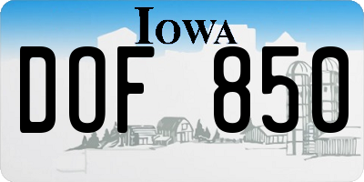 IA license plate DOF850