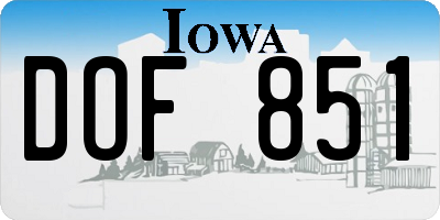 IA license plate DOF851