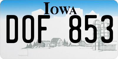IA license plate DOF853
