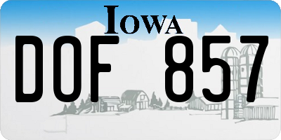 IA license plate DOF857
