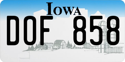 IA license plate DOF858