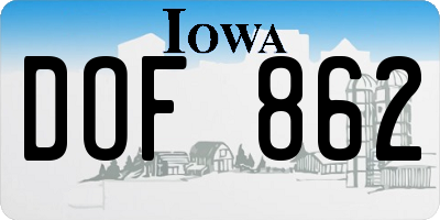 IA license plate DOF862