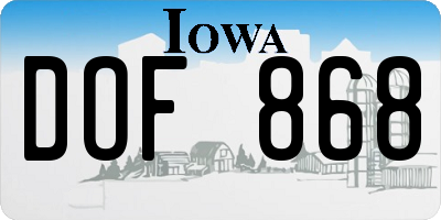 IA license plate DOF868