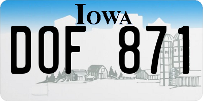 IA license plate DOF871