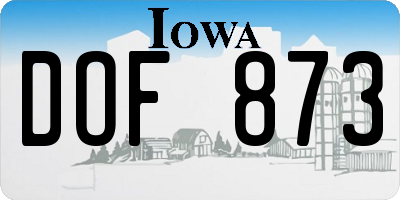 IA license plate DOF873