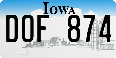 IA license plate DOF874