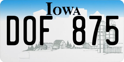 IA license plate DOF875
