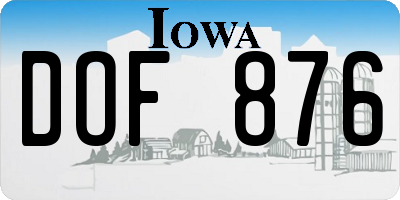 IA license plate DOF876