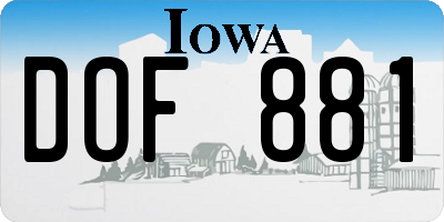 IA license plate DOF881